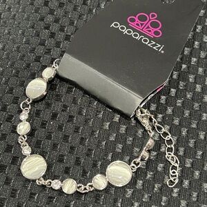 Paparazzi Silver and White Bracelet